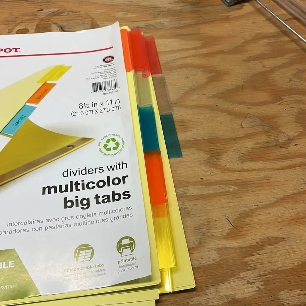 NWOT Office Depot dividers with multicolor big tabs. There are 17 dividers